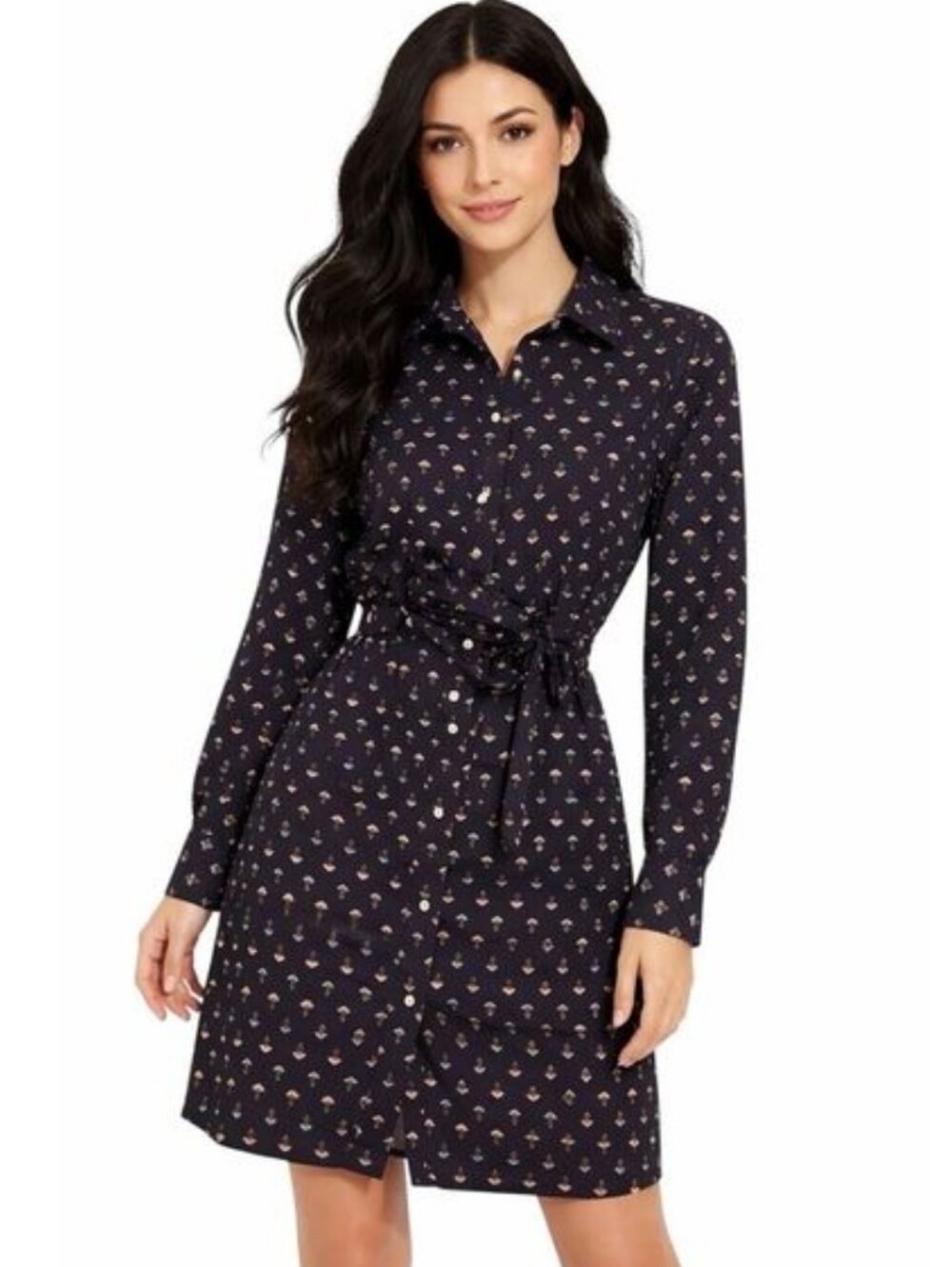 UNTUCKit Sydney Cotton Stretch Casual Button Up Shirt Midi Navy Size 8
